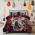 Btargot Colorful Camouflage Graffiti Style Comforter Set, 3 Piece Headphone Hip Hop Boy Line Pattern Bedding Set for Kids Boys Grils Teen, Twin Red