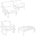 Merax 6-Piece Outdoor Sectional Conversation Sofa Seat Cushions Acacia Wood Frame Furniture Sets with Coffee Table and Ottoman for Garden Backyard Patio and Poolside, Beige