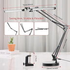 Double Swing Arm Bright LED Desk Light Adjustable Foldable Desk Lamp for Home Office, 3 Colors Lighting & Stepless Dimming Dimmable Table Desk Light for Work/Study/Craft