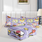 Kawaii Bear Comforter Set for Kids Teens Girls Women,Purple Bear Kids Comforter,1 Comforter with 2 Pillowcase, Microfiber 3 Piece Bedding Set,for All Seasons(Purple，Queen Size)