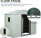 8 x 4 FT Outdoor Storage Shed, Metal Garden Shed with Floor Frame, Tool Shed Outdoor Storage with Lockable Sliding Doors & Window & Air Vents, Storage House Waterproof for Backyard, Lawn, White