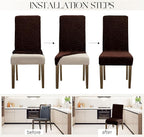 MOSAYT 100% Waterproof Dining Room Chair Covers Set of 6, Super Fit Stretch Jacquard Parson Chairs Slipcovers Removable Washable Chair Seat Protectors for Home, Kitchen, Banquet (Chocolate)