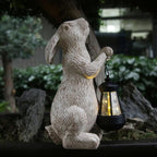 Garden Statues Rabbit with Solar Lights-Bunny Figurine Halloween Decorations Outdoor Rabbit Decor for Lawn,Balcony-Yard Art Garden&Patio Decor,Unique Housewarming&Birthday Gifts for Women Mom