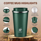 17oz Travel Coffee Mug ,Leakproof Vacuum Coffee Cup Insulated Tumbler | 304 Stainless Steel, Double-Wall Vacuum Insulated, Leakproof, Fits Hot & Cold Drinks Car Cup Holders, Travel, Office