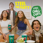 Steel Chill Cups 16 oz. Reusable Party Cups, Football, Green, 12 Count | Made in USA from Steel these durable cups chill fast & keep your drink cold for longer, 100% recyclable for sustainablity