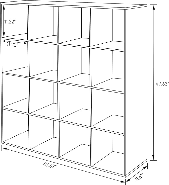 PACHIRA E-Commerce 16 Cube Closet Cabinet, Unit Shelf, Wooden Storage Cube, Bookshelf File Organizer Rack in Living Room, Bedroom, Study, each cube 11.22", OAK