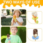 4 Pcs Silicone Drip Free Popsicle Holder for Kids, Reusable Popsicle Drip Catcher, Thick Ice Lolly Holder, Ice Cream Holder, Ice Lolly Drip Catcher for Cones ＆Popsicles (Red Green Blue Yellow)