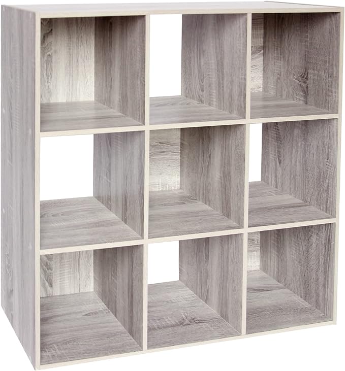 PACHIRA US 9-Cube Storage Organizer Bookshelf System, Unit Shelf, Closet Cabinet, Storage Cubes Organizer Shelves in Living Room, Bedroom, Study, Oak Grey