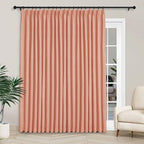 Macochico 100”Wx96”L Pinch Pleated 100% Blackout Linen Curtains Thermal Sliding Curtains for Bedroom Living Room Sliding Glass Door Farmhouse Shabby Chic Orange Drapery with Tieback 1 Panel