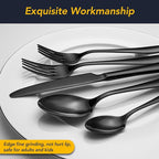 40 Piece Black Silverware Set Service for 8, EIUBUIE Premium Stainless Steel Black Cutlery Set, Mirror Polished Flatware Sets, Modern Kitchen Eating Utensils Sets Include Forks Spoons Knives