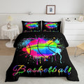 Feelyou Kids Basketball Comforter Set Queen Size Gaming Sports Bedding Set for Boys Girls Teens Bedroom Decor Ball Games Tie Dye Comforter Gift for Basketball Lover Duvet Set with 2 Pillow Case