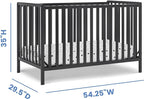 Delta Children Heartland 4-in-1 Convertible Crib, Black + Twinkle Galaxy Crib and Toddler Mattress (Bundle)