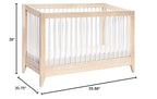 Babyletto Sprout 4-in-1 Convertible Crib with Toddler Bed Conversion Kit in Washed Natural and White, Greenguard Gold Certified