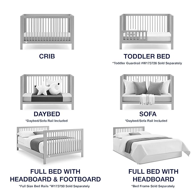 GAP babyGap Charlie 6-in-1 Convertible Crib - Greenguard Gold Certified, Grey