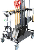 Heavy-Duty Garden Tool Organizer Cart Ideal for Gardening, Upgraded 5-Inch Wheels for Lawn & Sand, Long-Handle Tool Storage
