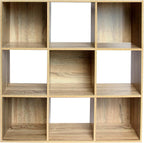 PACHIRA US 9 Cube Storage Bookcase, Unit Shelf, Wooden Closet Cabinet, Bookshelf File Organizer Rack in Living Room, Bedroom, Study, each cube 28.5 cm,Oak
