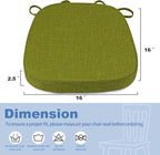 BUYUE Thickened 2.5" Dining Chair Cushions Set of 4, U-Shape High Density Foam Comfortable Chair Pads for Kitchen, Slip Resistant Indoor Seat Cushions (4 PCS, Grass Green)