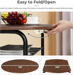 VINGLI 31.5" Drop Leaf Dining Table Set for 2, 3 Pieces Dining Table with Chair for Small Space, Small Kitchen Extendable Folding Dining Table for Dining Room，Home, Apartment, Saving Places, Walnut
