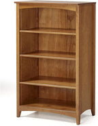 Shaker Style 4 Shelf Bookcase / Solid Wood / 48" High / Adjustable Shelving / Closed Back / Display Bookshelf for Living Room, Bedroom, Home and Office, Cherry