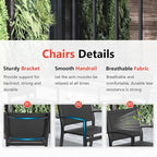 FDW 3 Pieces Patio Furniture Set, Outdoor Garden Patio Conversation Sets with Glass Top Table & 2 Lawn Chairs Outdoor Bistro Set, for Backyard Lawn Porch Garden Poolside Balcony