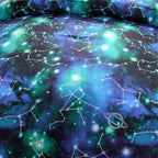 Holawakaka Tie Dye Constellation Print Ombre Comforter Set Full Size Girls Boys Gradient Galaxy Bedding Set (Black Green,Full)