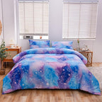 Holawakaka Tie Dye Constellation Print Ombre Comforter Set Full Size Boys Girls Gradient Galaxy Bedding Set (Blue Purple, Full)