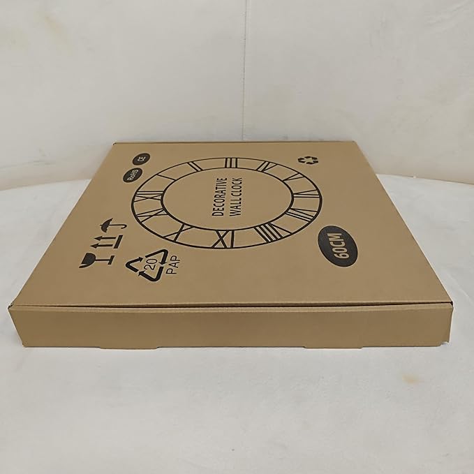 Maxstar Large Round Wall Clock for Living Room Decor Battery Operated Non Ticking Black Metal Wood Clocks for Home Living Room Garden Farmhouse Office Kitchen Decoration -24 inch