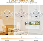 Modern Elegant 15 Lights K9 Crystal Glass Chandelier Pendant Ceiling Lighting European Style for Dining Living Room Bedroom Transparent,15 E12 Bulbs Required