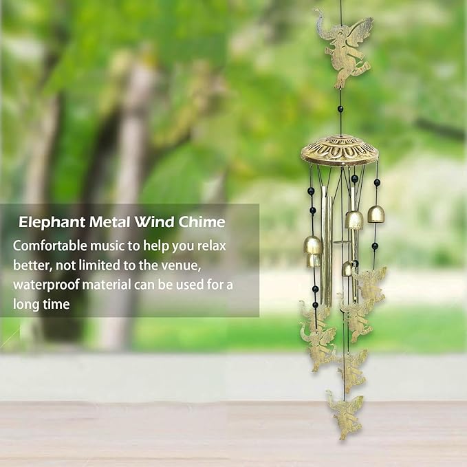Elephants Wind Chimes for Outside,42" Metal Wind Chinme Indoor/Ourdoor Garden Yard Decoration Patio Home Porch Decor,Unique Windchimes Memorial/House Warming/Birthday Gifts,Elephant Gifts for Women