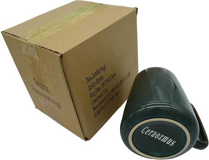 Large Ceramics Coffee Mugs,24 oz,Large Handle Design,Extra Large Tea and Coffee Cup for Office and Home，Microwave and Dishwasher Safe(Color:24 oz green)
