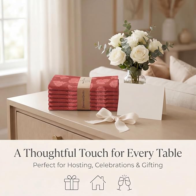 Urban Villa Cloth Napkins Cotton 20x20 (Set of 12) Brown Leaf Print