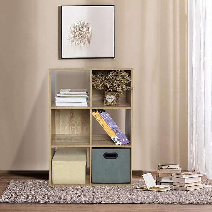 PACHIRA E-Commerce US 6 Cube Storage Organizer Unit Shelf, Closet Cabinet, Bookshelf File Organizer Rack in Living Room, Bedroom, Study,OAK