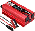 1000W/2000W(Peak) Car Power Inverter DC 12V to 110V/120V AC Converter with LCD Display Dual AC Outlets and Dual USB Car Charger for Car Home Laptop Truck Red