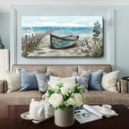 amatop Extra Large Wall Art for Living Room Rustic Coastal Décor Canvas Print Seagull Vintage Ship Sea Bird Artwork Blue Nature Big Beach Landscape Painting Seaside Ocean Picture for Bedroom Décor