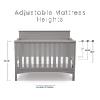 Delta Children Fancy 4-in-1 Crib, Grey + Serta Perfect Slumber Dual Sided Recycled Fiber Core Crib and Toddler Mattress (Bundle)