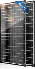 Bifacial 100 Watt Solar Panel 2Pack, 12BB 12V/24V Monocrystalline High-Efficiency Module PV Power Charger Solar Panels for Homes Camping RV Battery Boat Caravan and Other Off-Grid Applications