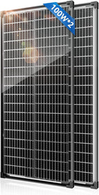 Bifacial 100 Watt Solar Panel 2Pack, 12BB 12V/24V Monocrystalline High-Efficiency Module PV Power Charger Solar Panels for Homes Camping RV Battery Boat Caravan and Other Off-Grid Applications