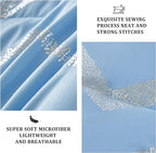Blue/Silver Comforter Set Twin, Metallic Print Glitter Bedding Set Cute Shinny Bed Sets for Teen Girls Kids Women, 3 Piece (1 Pillowcase, 1 Decorative Pillow Sham)