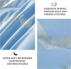 King Comforter Set Blue/Silver Metallic Print Glitter Bedding Set Cute Shinny Bed Sets for Teen Girls Kids Women, 4 Piece (2 Pillowcases, 1 Decorative Pillow Sham)