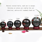JIC Gem Small Crystal Sphere Ball Natural African Bloodstone Healing Crystal Ball with Decoation Stand for Fengshui Meditation Decoation (50-60mm)