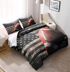 American Football Comforter Set for Boys Teens,Kids Sports Bedding Set Full Size,USA Flag Football Printed Bedroom Sets with 2 Matching Pillow Shams