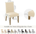 MOSAYT 100% Waterproof Dining Room Chair Covers Set of 4, Super Fit Stretch Jacquard Parson Chairs Slipcovers Removable Washable Chair Seat Protectors for Home, Kitchen, Banquet (Beige)