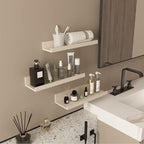 Giftgarden 16 Inch Floating Shelves Wall Mounted, Creamy White Beige Wood-Grain Wooden Ledge Shelf for Bathroom Bedroom Living Room Kitchen Nursery, Set of 3 Different Sizes