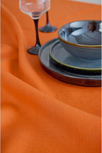 Solino Home Linen Table Runner 60 Inches - 100% Pure Linen Persimmon Orange Table Runner 14 x 60 Inch Ideal for Dresser and Coffee Tables - Fall, Autumn, Halloween, Thanksgiving - Fete