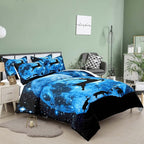 NINENINE Galaxy Deer Comforter Queen Size for Boys Girls Kids,Blue Moonlight Bedding Sets,Outer Space Bedding Set with 1 Comforter 2 Pillowcases