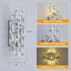 Modern Chrome Crystal Wall Sconce Light Fixtures, Wall Mount Lamps for Bedroom Living Room Bathroom Vanity Mirror