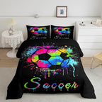 Feelyou Kids Soccer Ball Game Comforter Set Twin Size Football Bedding Set for Boys Girls Teens Bedroom Decor Rugby Sports Comforter American Football Player Duvet Set with 1 Pillow Case