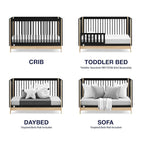 babyGap by Delta Children Tate 4-in-1 Convertible Crib TrueSleep Crib and Toddler Mattress (Bundle), Ebony/Natural