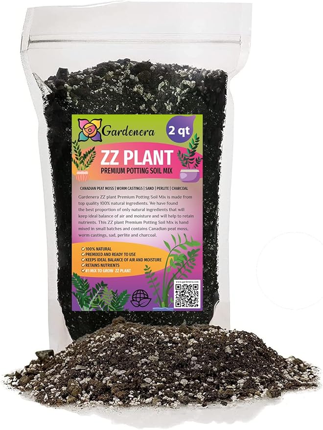 Gardenera Premium ZZ Plant Essential Potting Blend - All-Natural Blend for Thriving Zamioculcas Plants - Boosts Root Health and Distinctive Beauty - 2 QUARTS