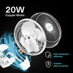 VIVOSUN AeroWave A6 Grow Tent Clip Fan, Patented Portable Auto Oscillating Fan 6" with 2-Speed, Strong Airflow but Low Noise, and Fully-Adjustable Tilt for Hydroponic Ventilation, White, 2-Pack